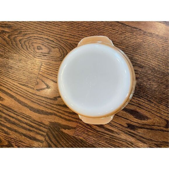 Fire King, Peach Lustre, Casserole, Vintage, MCM, 11, 1 1/2 Quart, Round, Doub - Picture 5 of 7